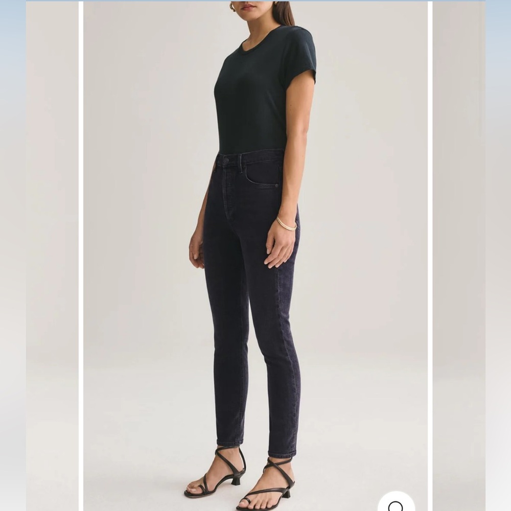 Agolde Nico High-Rise Skinny Jeans Button Fly Virtue Black | Size 24